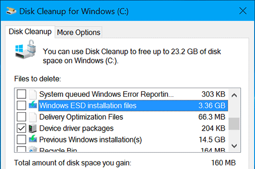 Windows ESD Setup File in Disk Cleanup