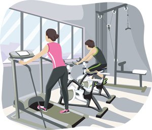 stationary bike at the gym