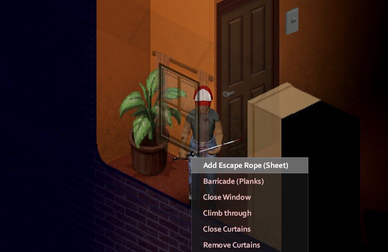 Show option to add escape rope to window in Project Zomboid
