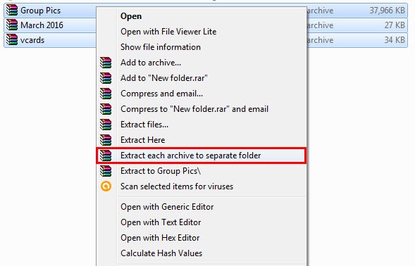Extract each rar archive into separate folder