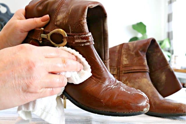 Condition of leather boots with household items