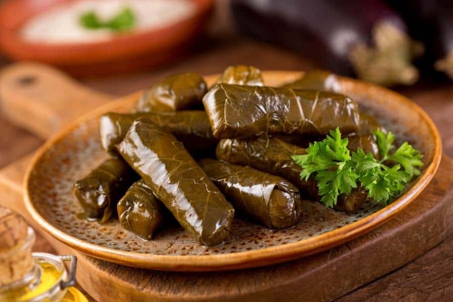 Wrapping grape leaves