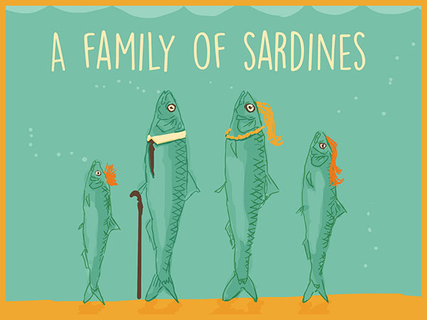 a family of sardines illustration