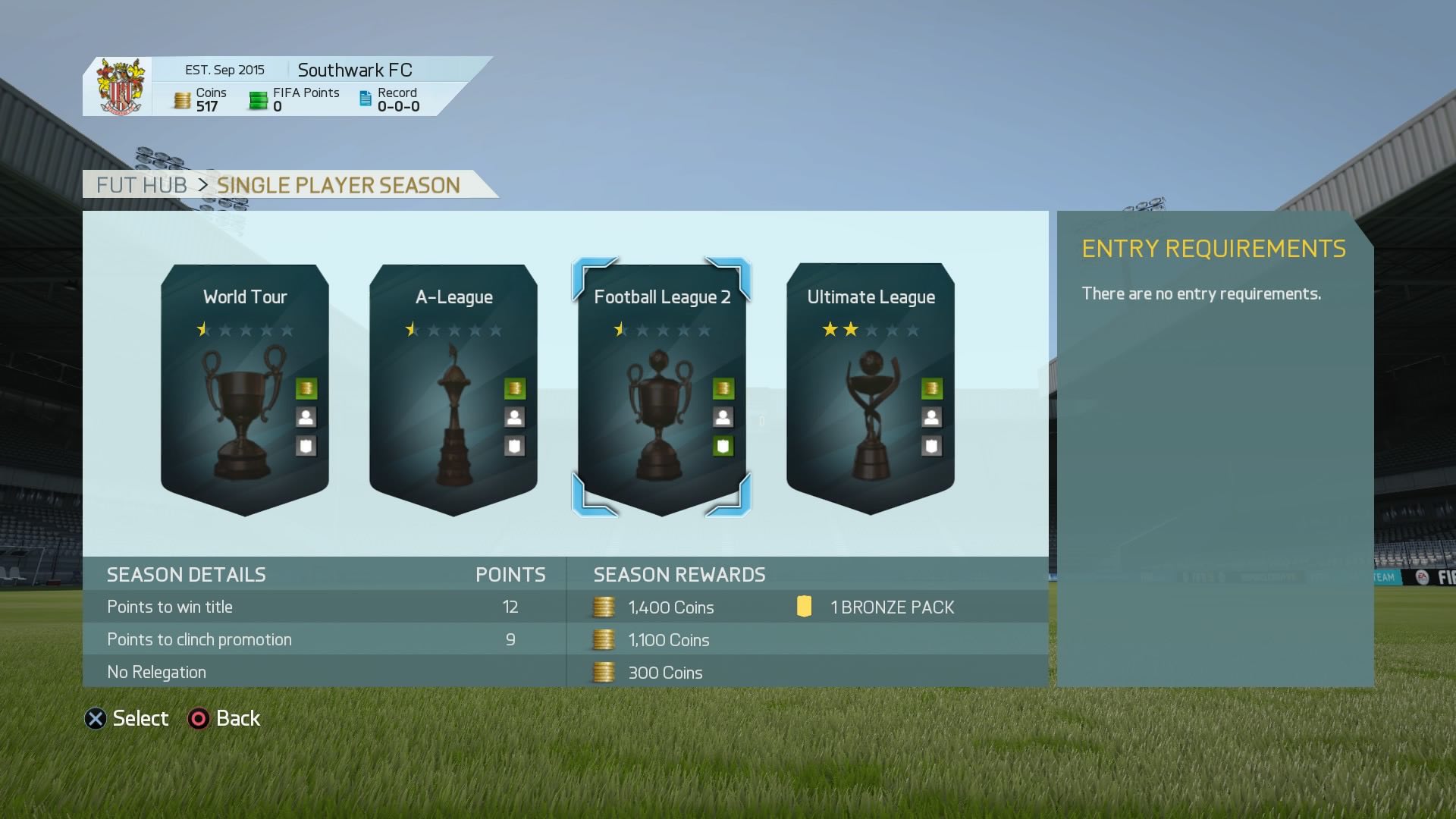 FIFA 16 one-season reward screen