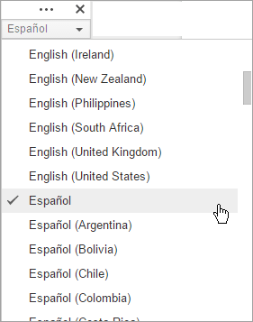 Voice Typing Google Docs Spanish - choose Espanol from the drop-down menu