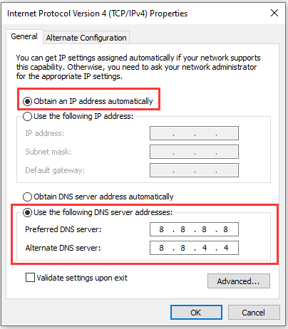change to Google's public DNS server