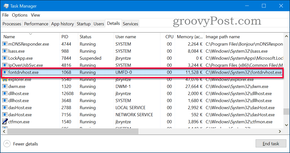 fontdrvhost details