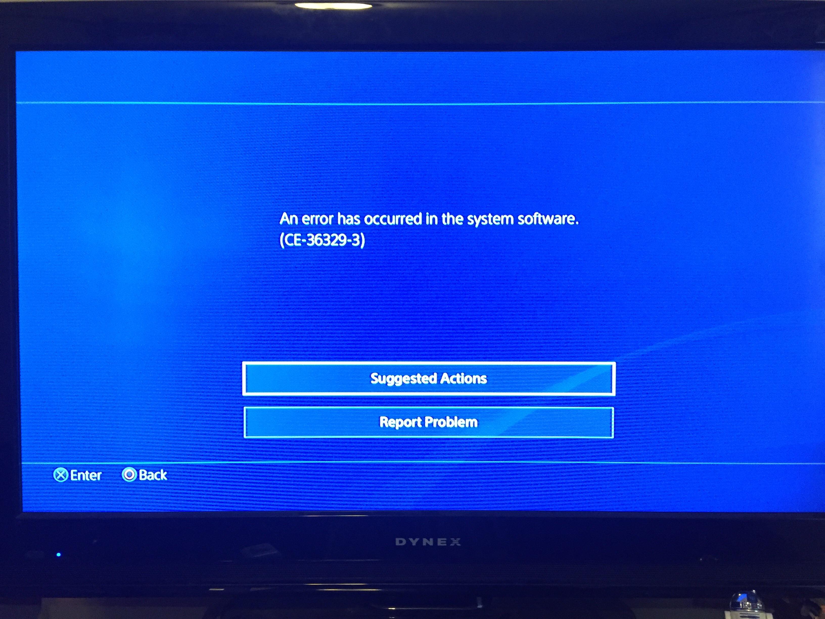 PS4 Error CE-36329-3 causes PS4 to freeze