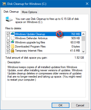 Disk Cleanup stuck on Windows Update Cleanup