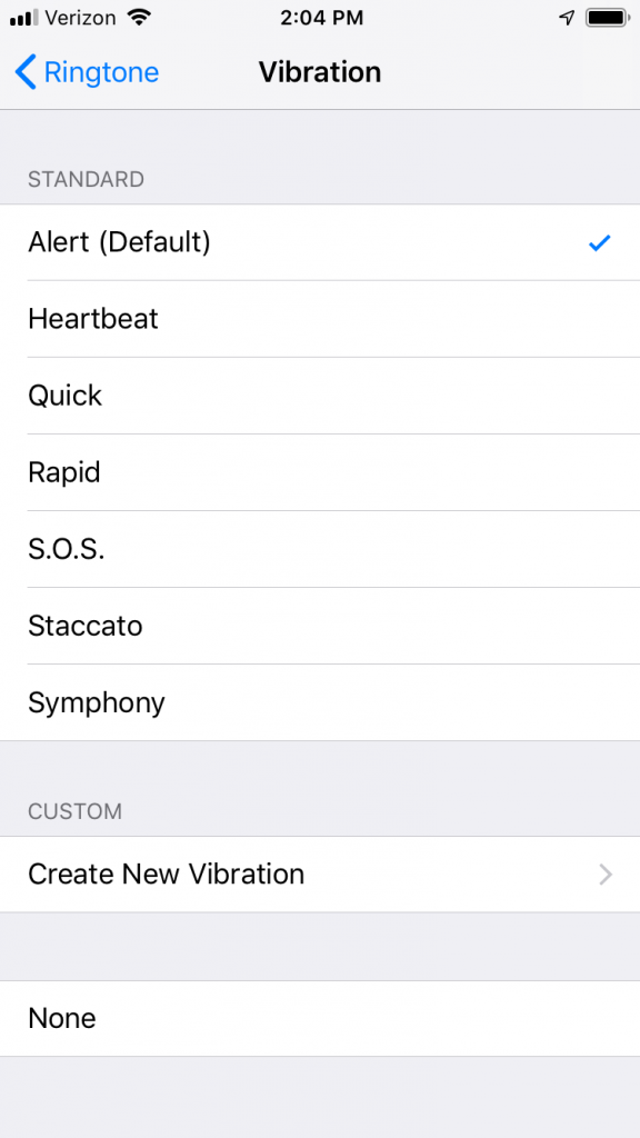 iPhone vibration option
