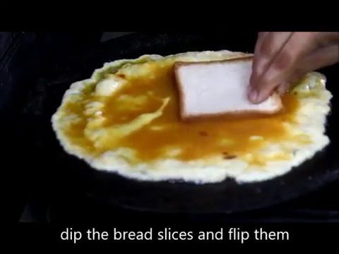 slices of bread dipped in cooking omelette