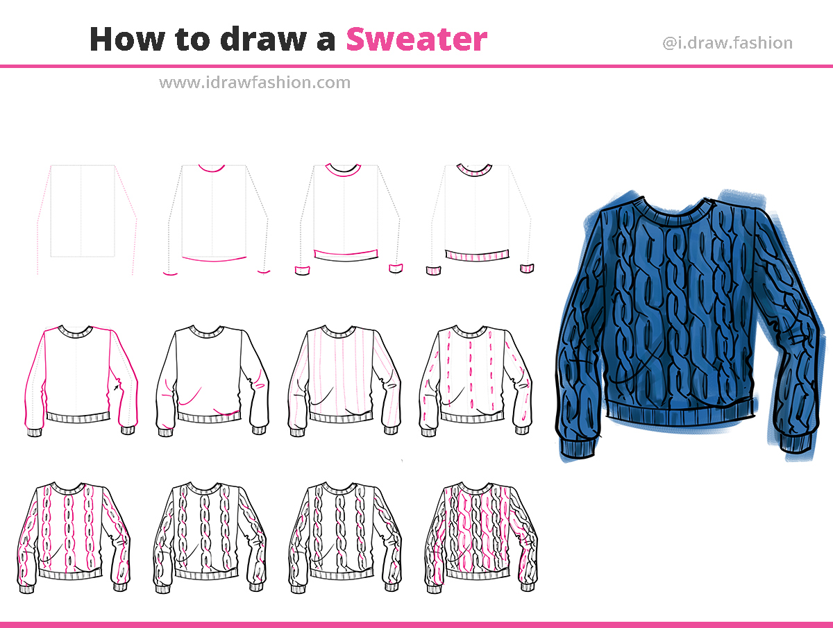 How to Draw a Sweater 1 Croquis Fashion and Drawing Tutorials