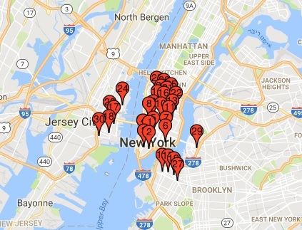 Map of McDonalds restaurants in New York City