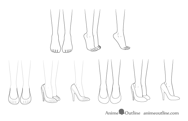 Anime high heels drawing step by step