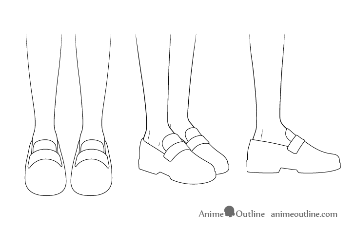 Anime School Shoe Sketch Drawing