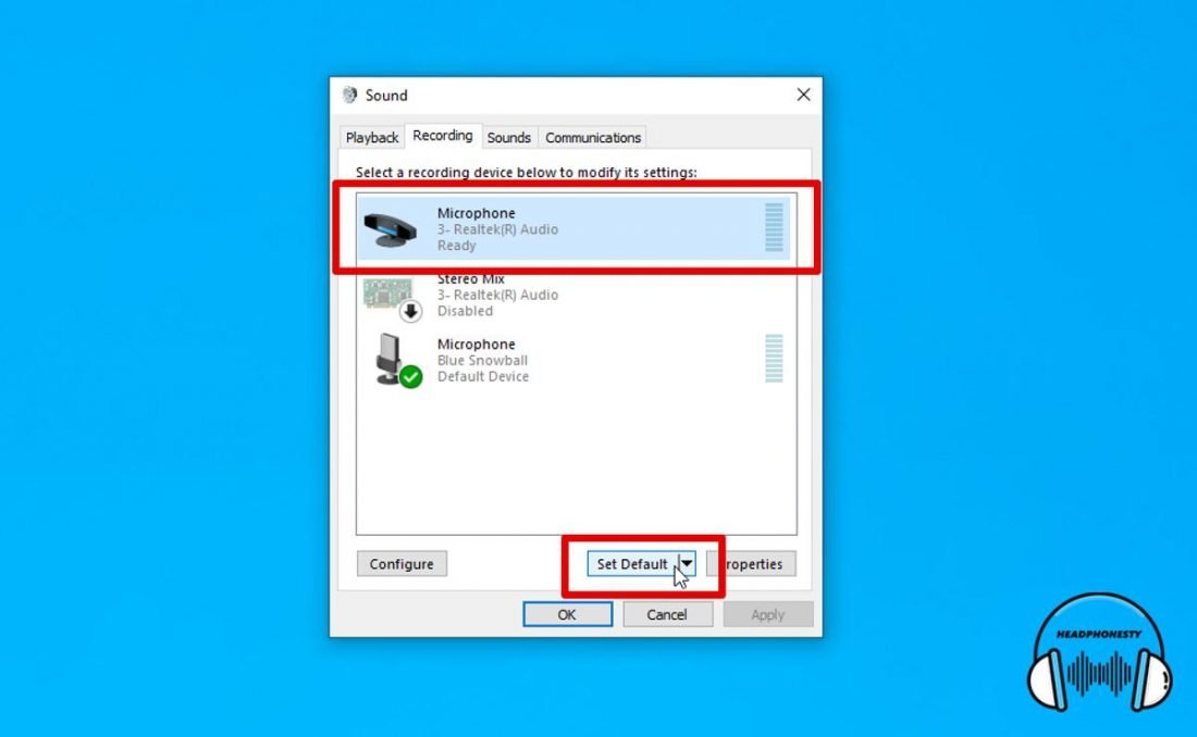 Set your headset as default.