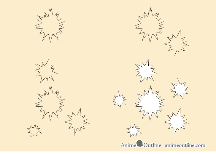 Small explosions drawing step by step