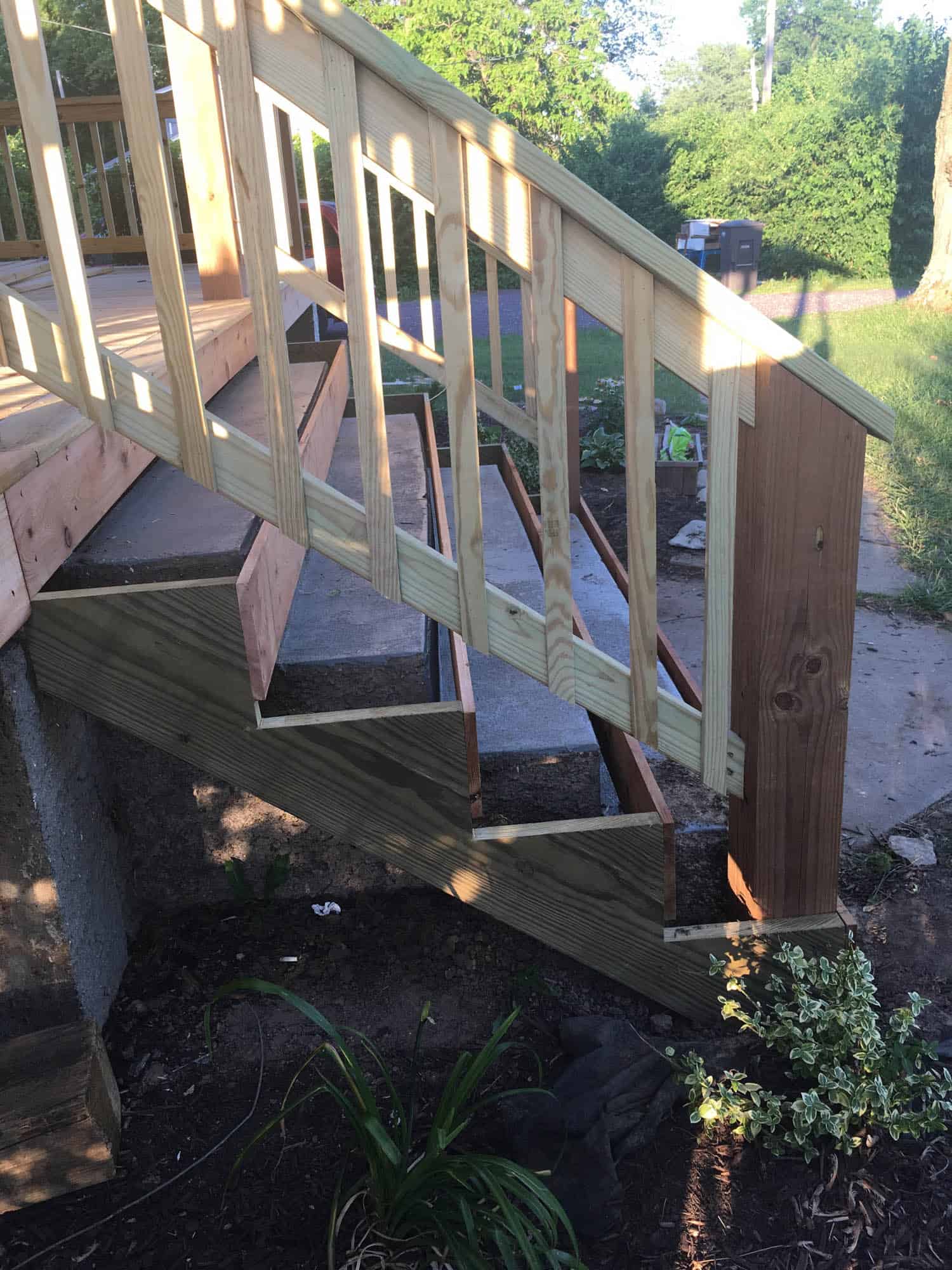 How to wrap concrete stairs with wood