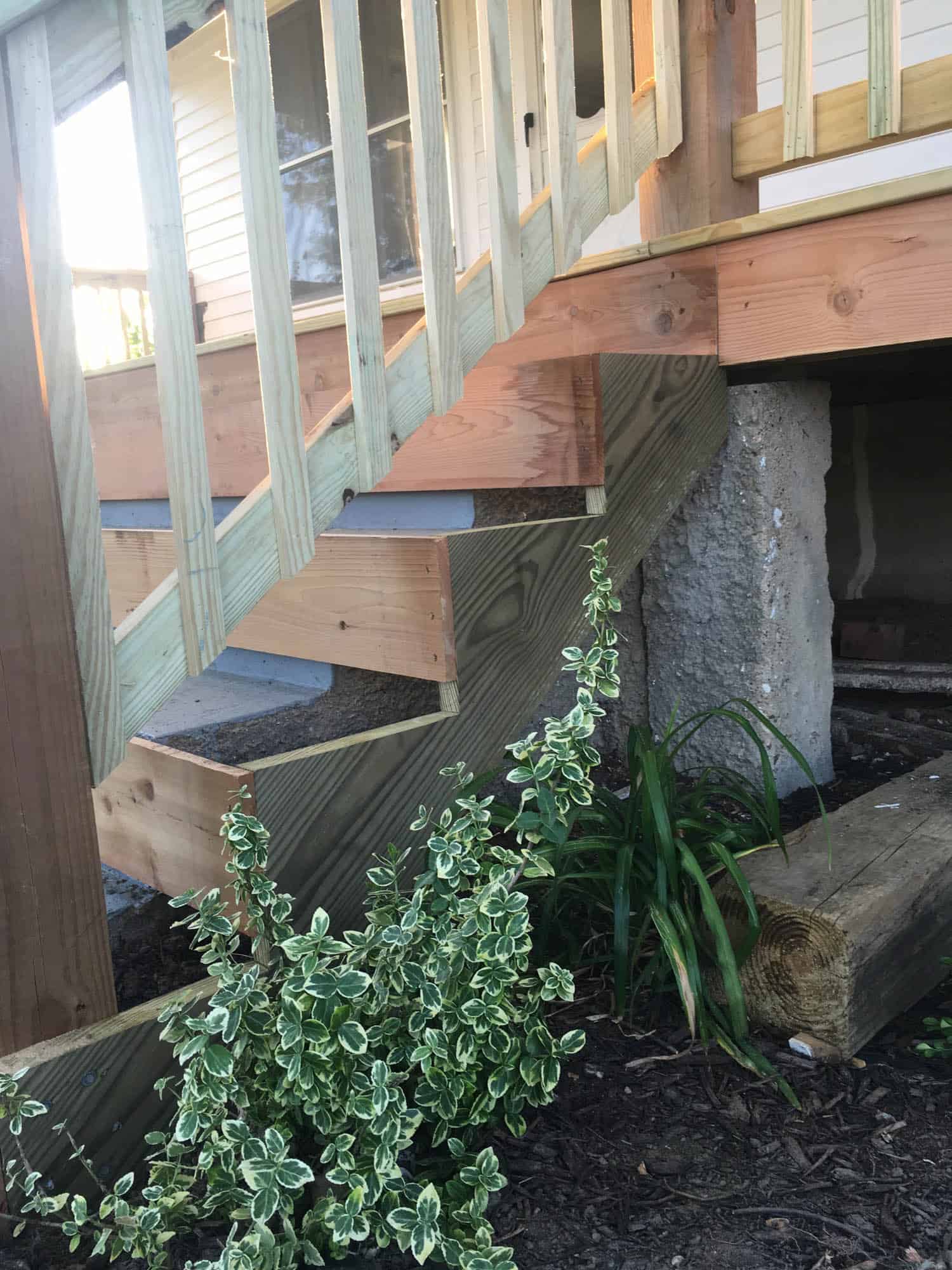 How to wrap concrete stairs with wood
