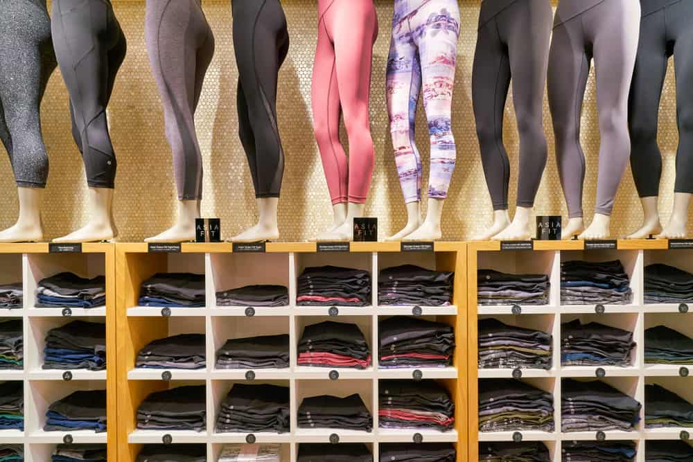 clothes on display at Lululemon store