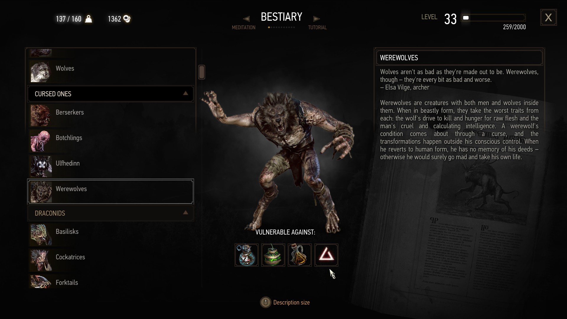 Witcher 3 werewolf bestiary