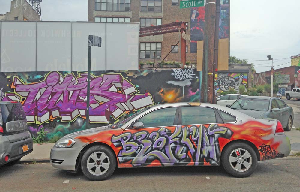 Car with graffiti art on it