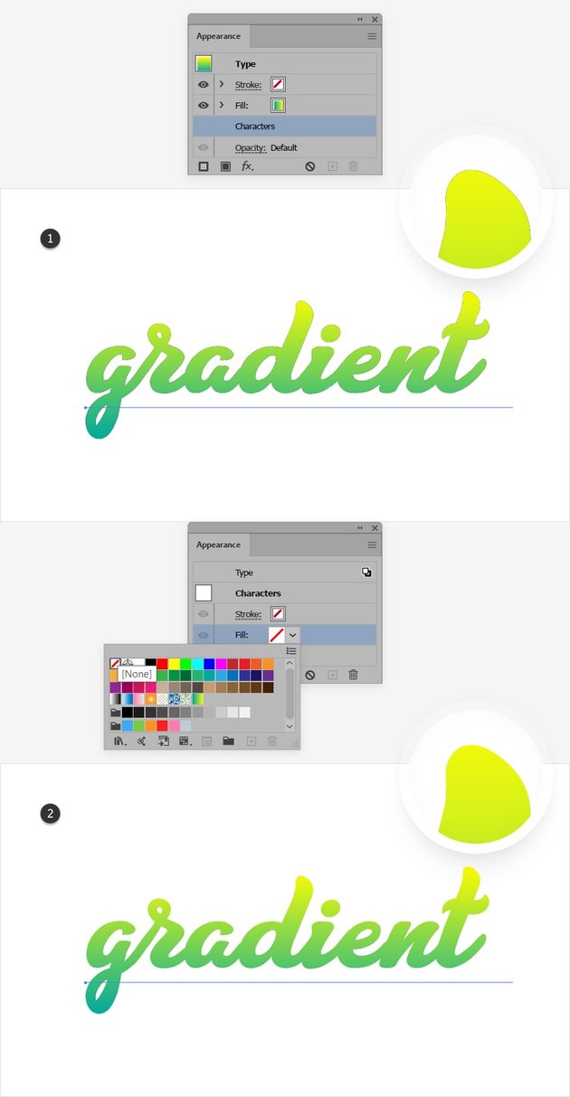 add gradient text illustrator