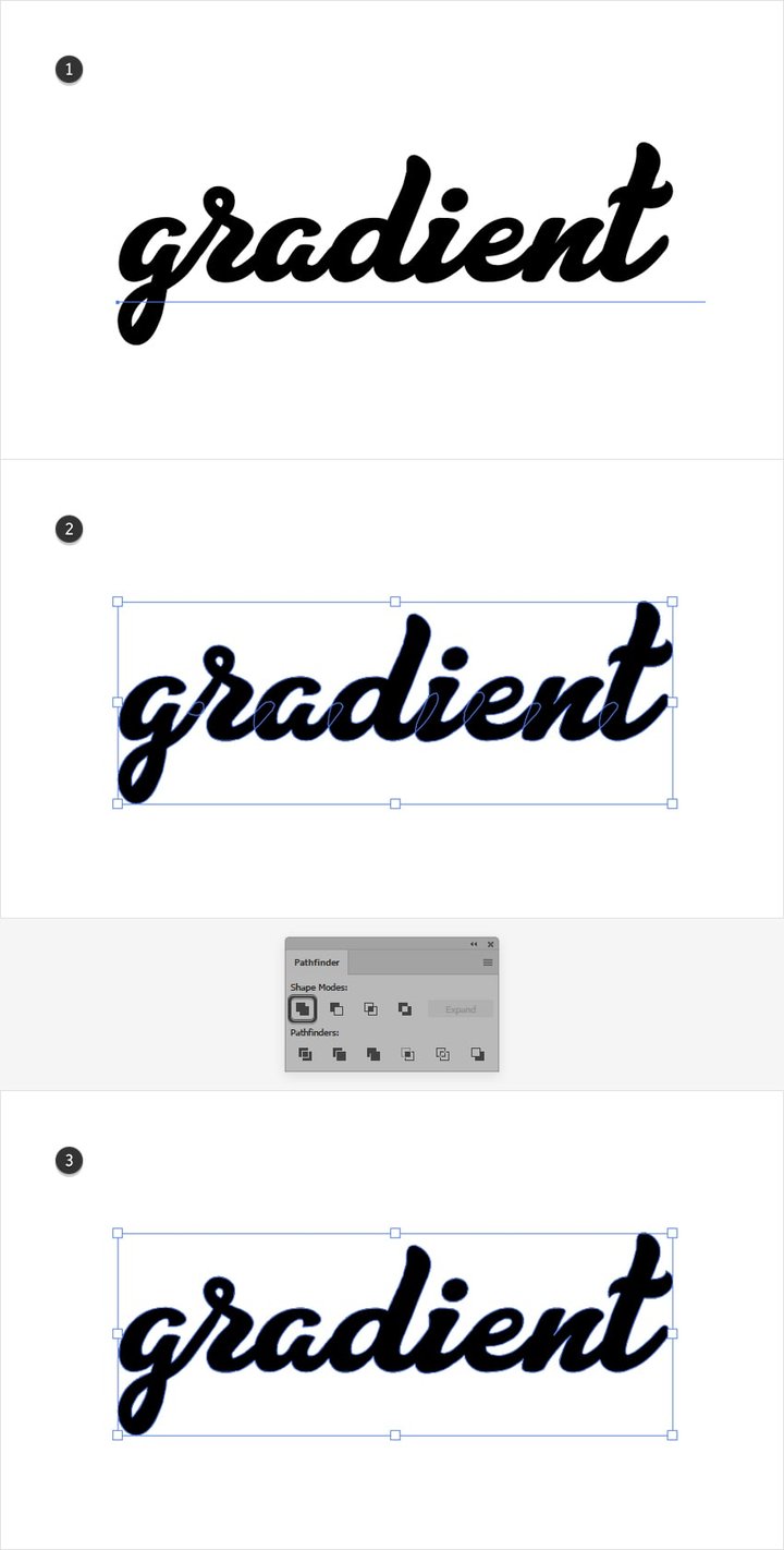 add outline gradient text illustration