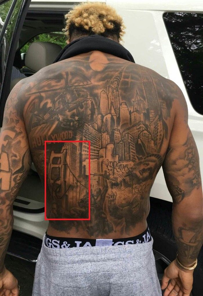Odell Beckham Jr-Golden Gate Bridge-Tattoo
