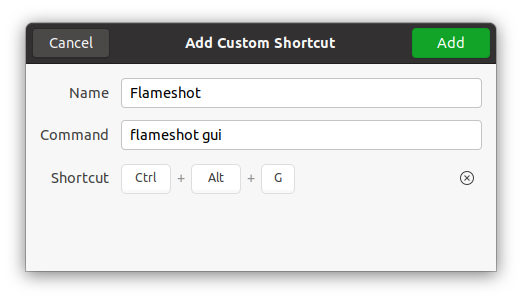 Create Shortcut for Ubuntu Flameshot