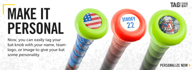 Personalize your baseball bat or softball bat. Customizable bat knob.