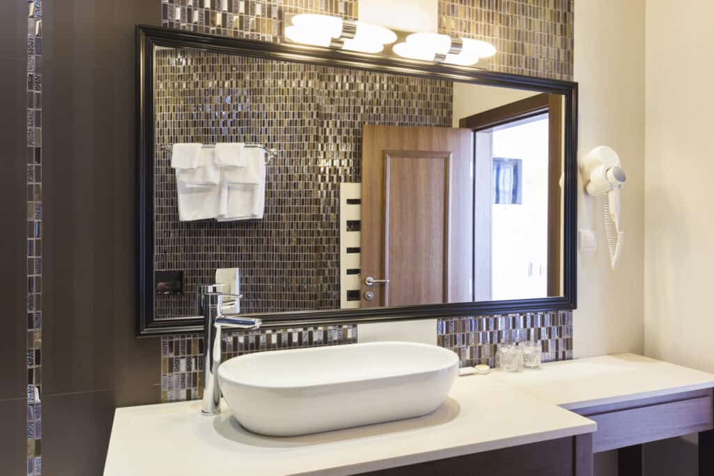 Elegant modern bathroom mirror and sink