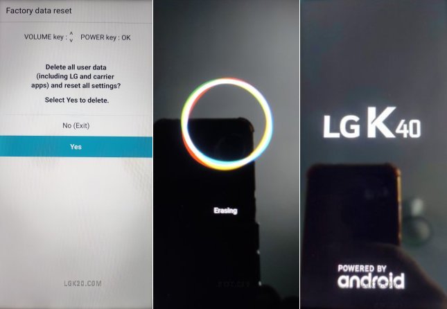 factory reset lg k40 forgot battery