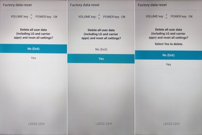 factory reset lg k40 forgot password