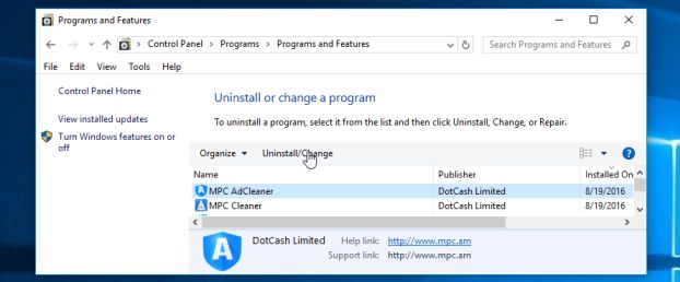 Uninstall MPC Cleaner