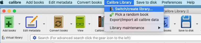change caliber library directory