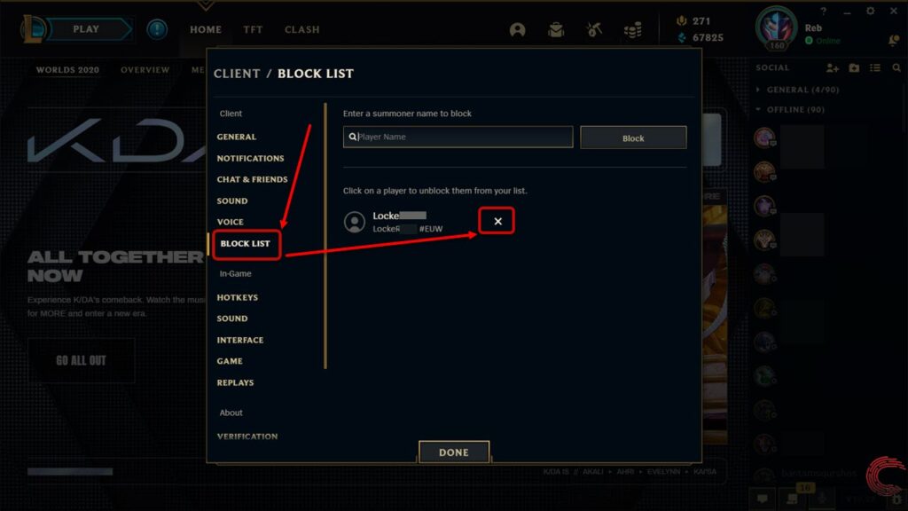 How to unblock someone on League of Legends