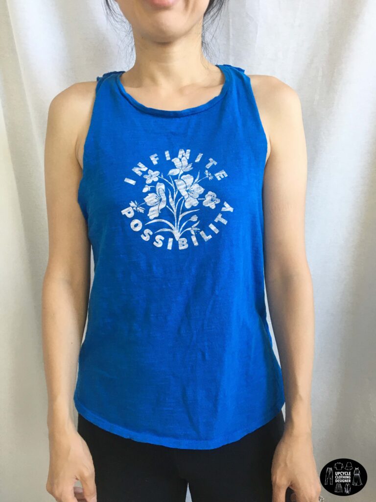 Front view of a DIY twisted tank from a t-shirt