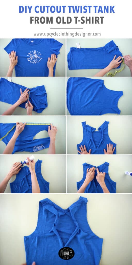 How to make a twisted tank top without seams from a t-shirt