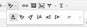 Rotate Text options in the toolbar in Google shets