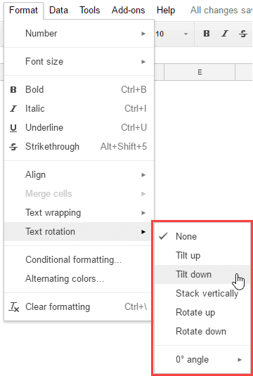 Rotate Text in Google Sheets - Formatting Options