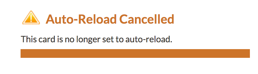 Starbucks card auto-reload canceled