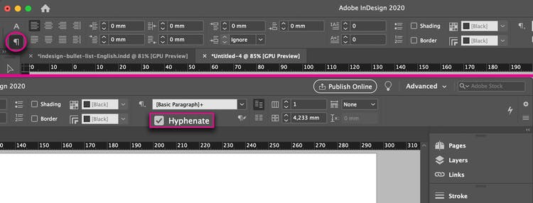 InDesign turns off hyphenation of all text