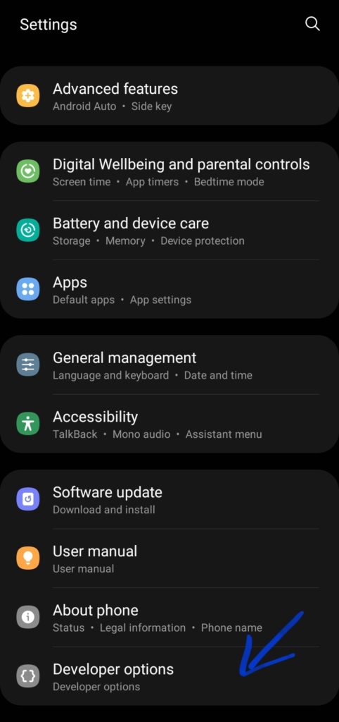 Enable Developer Mode Samsung OneUI 3 4