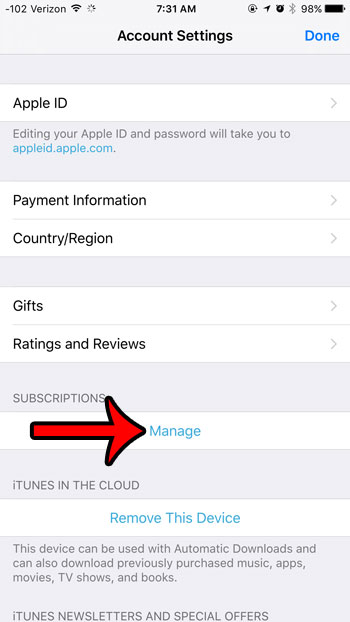 Manage subscriptions