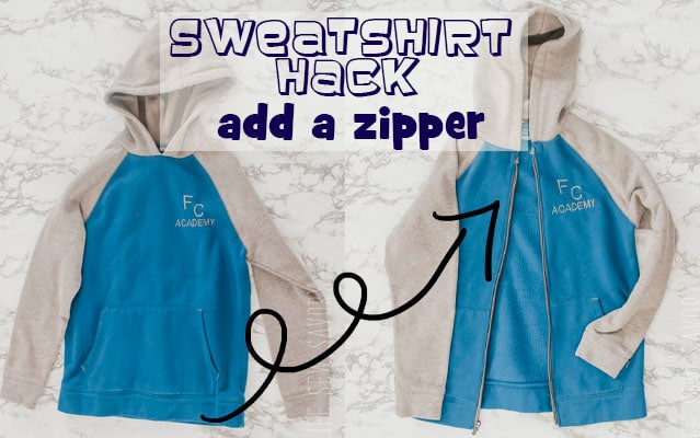 sweatshirt hack add zipper sewing tutorial