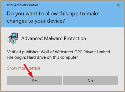 Windows asking for permission to install MalwareFox