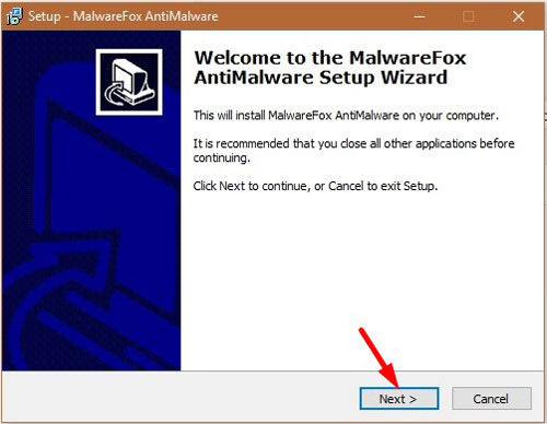 MalwareFox Installation Wizard - Click Next