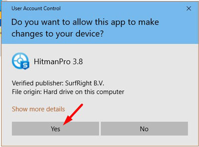 Windows asking for permissions to run the HitmanPro