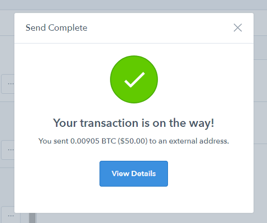Send Coinbase Confirmation